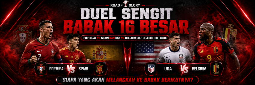 Duel Sengit Babak 16 Besar: Portugal vs Spain dan USA vs Belgium Siap Berebut Tiket Lolos
